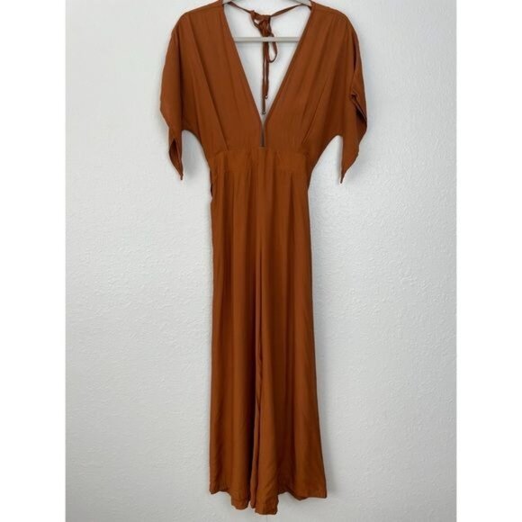 Faithfull The Brand Cedric crop jumpsuit burnt orange 2 - Picture 3 of 15
